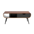 Moderne salontafel met opbergruimte in zwart en houtlook