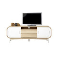Moderne TV-meubel van hout met wit en naturel afwerking